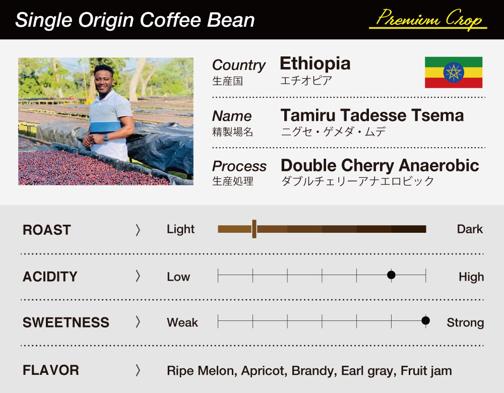 Ethiopia(エチオピア)/Tamiru Tadesse Tsema Double Cherry Anaerobic(タミル・タデッセ・トゥセマ・ダブルチェリーアナエロビック)